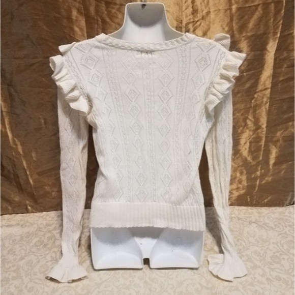 LoveShackFancy Cream Long Sleeve Top - Picture 3 of 9